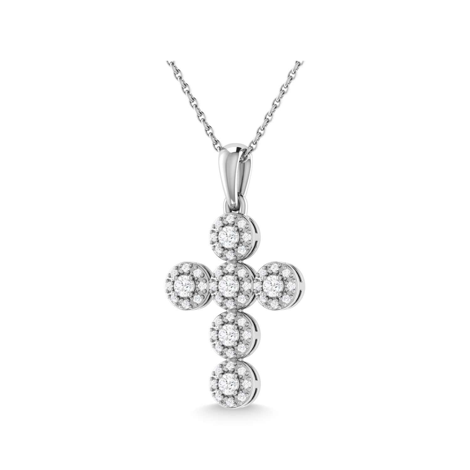 14K White Gold Diamond 1/5 Ct.Tw. Cross Pendant