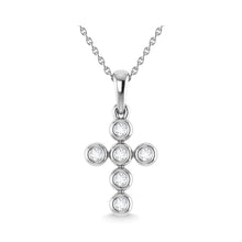 14K White Gold Diamond 1/8 Ct.Tw. Cross Pendant