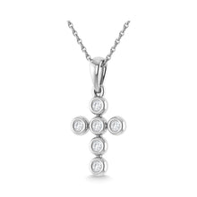 14K White Gold Diamond 1/8 Ct.Tw. Cross Pendant