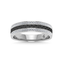 14K White Gold Diamond 1/3 Ct.Tw. With Black Rhodium Facet Mens Machine Band