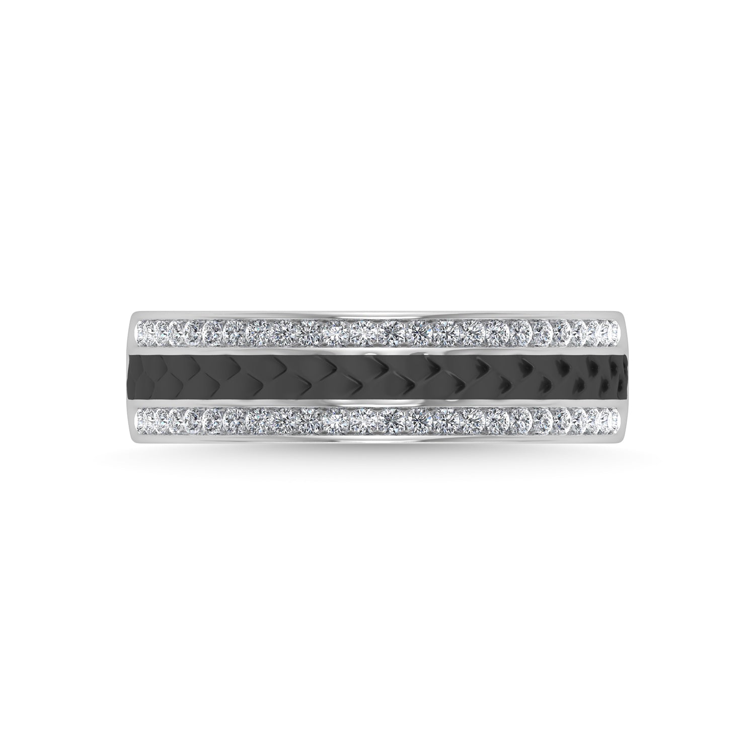 14K White Gold Diamond 1/3 Ct.Tw. With Black Rhodium Facet Mens Machine Band