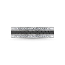 14K White Gold Diamond 1/3 Ct.Tw. With Black Rhodium Facet Mens Machine Band