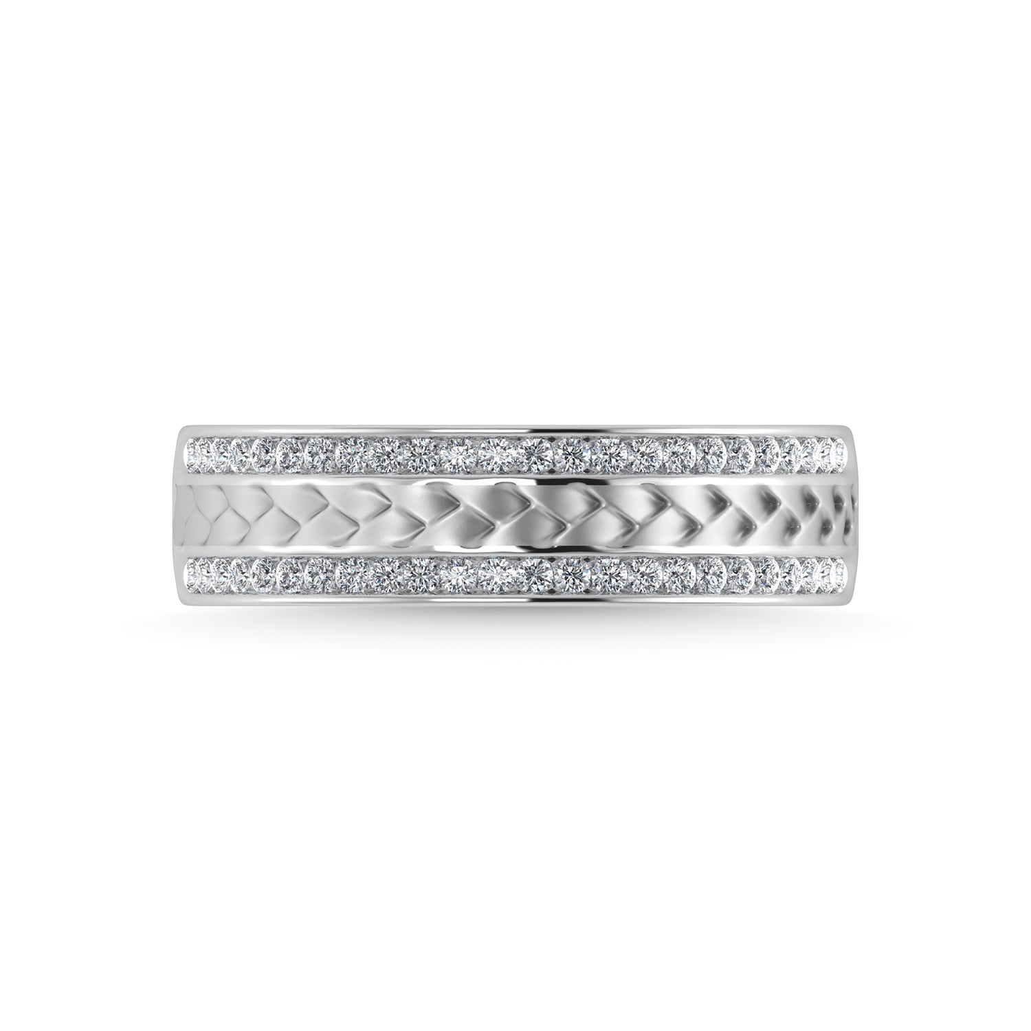 14K White Gold Diamond 1/3 Ct.Tw. Mens Machine Band