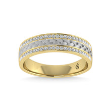 14K Yellow Gold Diamond 1/3 Ct.Tw. With White Rhodium Facet Mens Machine Band