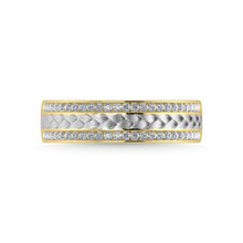 14K Yellow Gold Diamond 1/3 Ct.Tw. With White Rhodium Facet Mens Machine Band