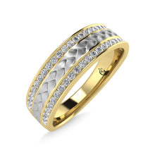 14K Yellow Gold Diamond 1/3 Ct.Tw. With White Rhodium Facet Mens Machine Band