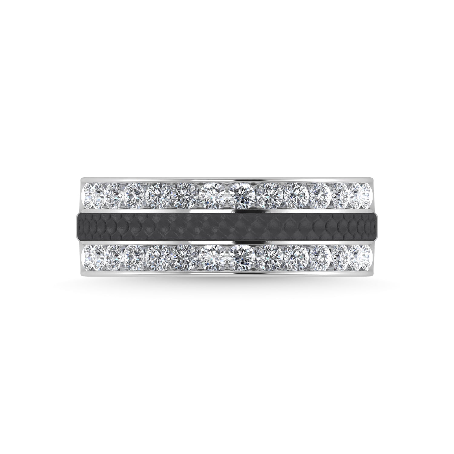 14K White Gold Diamond 1 Ct.Tw. With Black Rhodium Facet Mens Machine Band