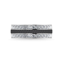 14K White Gold Diamond 1 Ct.Tw. With Black Rhodium Facet Mens Machine Band