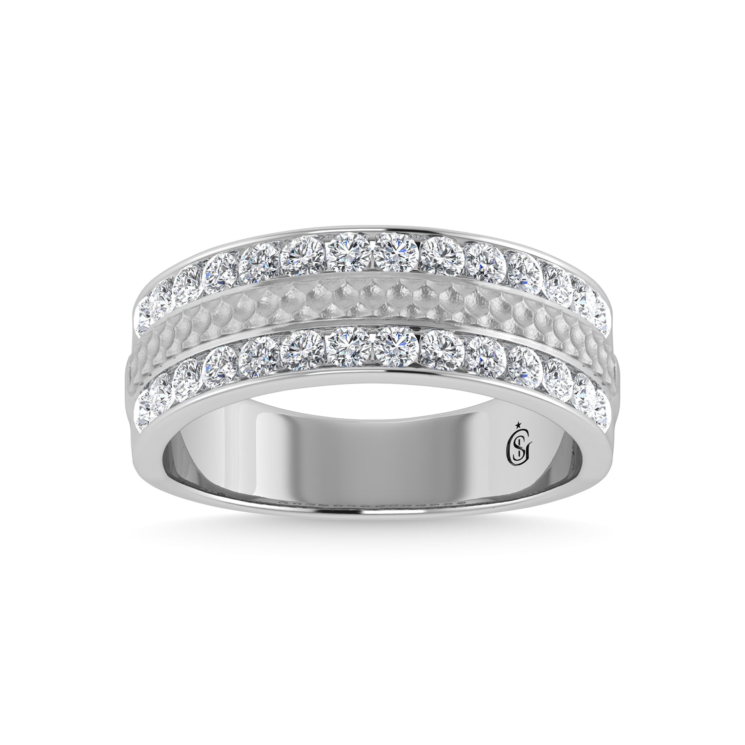 14K White Gold Diamond 1 Ct.Tw. With Mens Machine Band