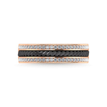 14K Rose Gold Diamond 1/3 Ct.Tw. With Black Rhodium Facet Mens Machine Band