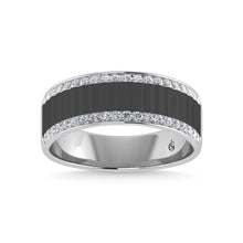 14K White Gold Diamond 1/2 Ct.Tw. With Black Rhodium Facet Mens Machine Band