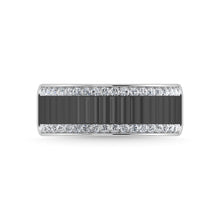 14K White Gold Diamond 1/2 Ct.Tw. With Black Rhodium Facet Mens Machine Band