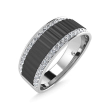 14K White Gold Diamond 1/2 Ct.Tw. With Black Rhodium Facet Mens Machine Band