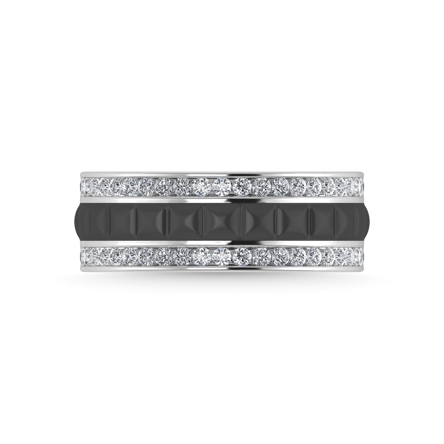 14K White Gold Diamond 1/2 Ct.Tw. With Black Rhodium Facet Mens Machine Band