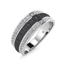 14K White Gold Diamond 1/2 Ct.Tw. With Black Rhodium Facet Mens Machine Band