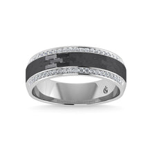 14K White Gold Diamond 1/4 Ct.Tw. With Black Rhodium Facet Mens Machine Band