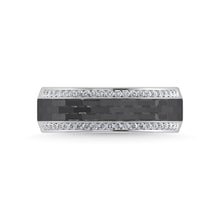14K White Gold Diamond 1/4 Ct.Tw. With Black Rhodium Facet Mens Machine Band