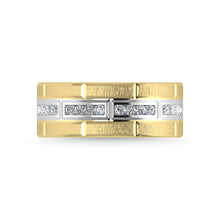14K Yellow Gold Diamond 1/4 Ct.Tw. With White Rhodium Facet Mens Machine Band
