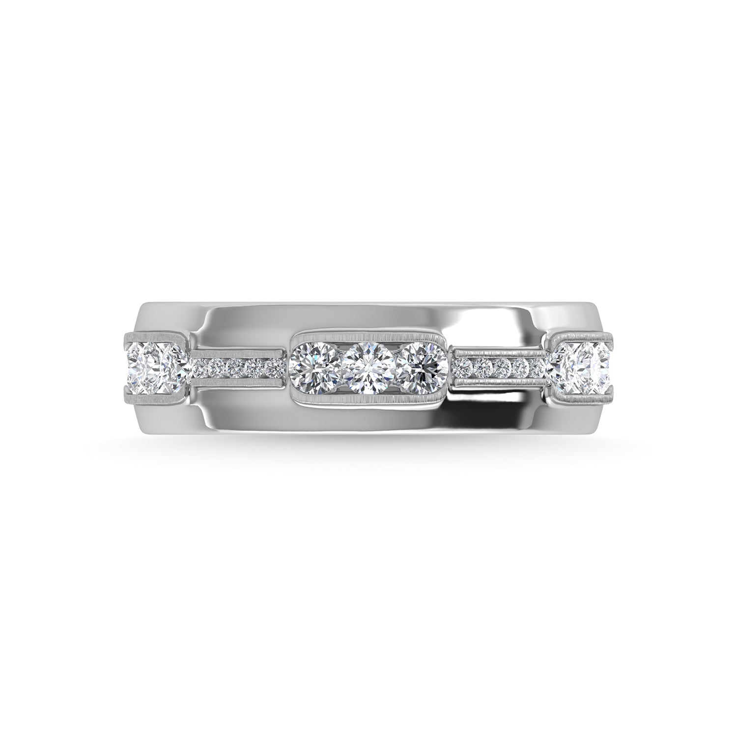 14K White Gold Diamond 5/8 Ct.Tw. Mens Machine Band