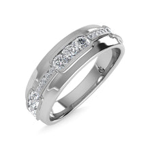 14K White Gold Diamond 5/8 Ct.Tw. Mens Machine Band