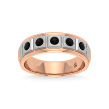 14K Rose Gold Diamond 1/2 Ct.Tw. With White Rhodium Facet Mens Machine Band