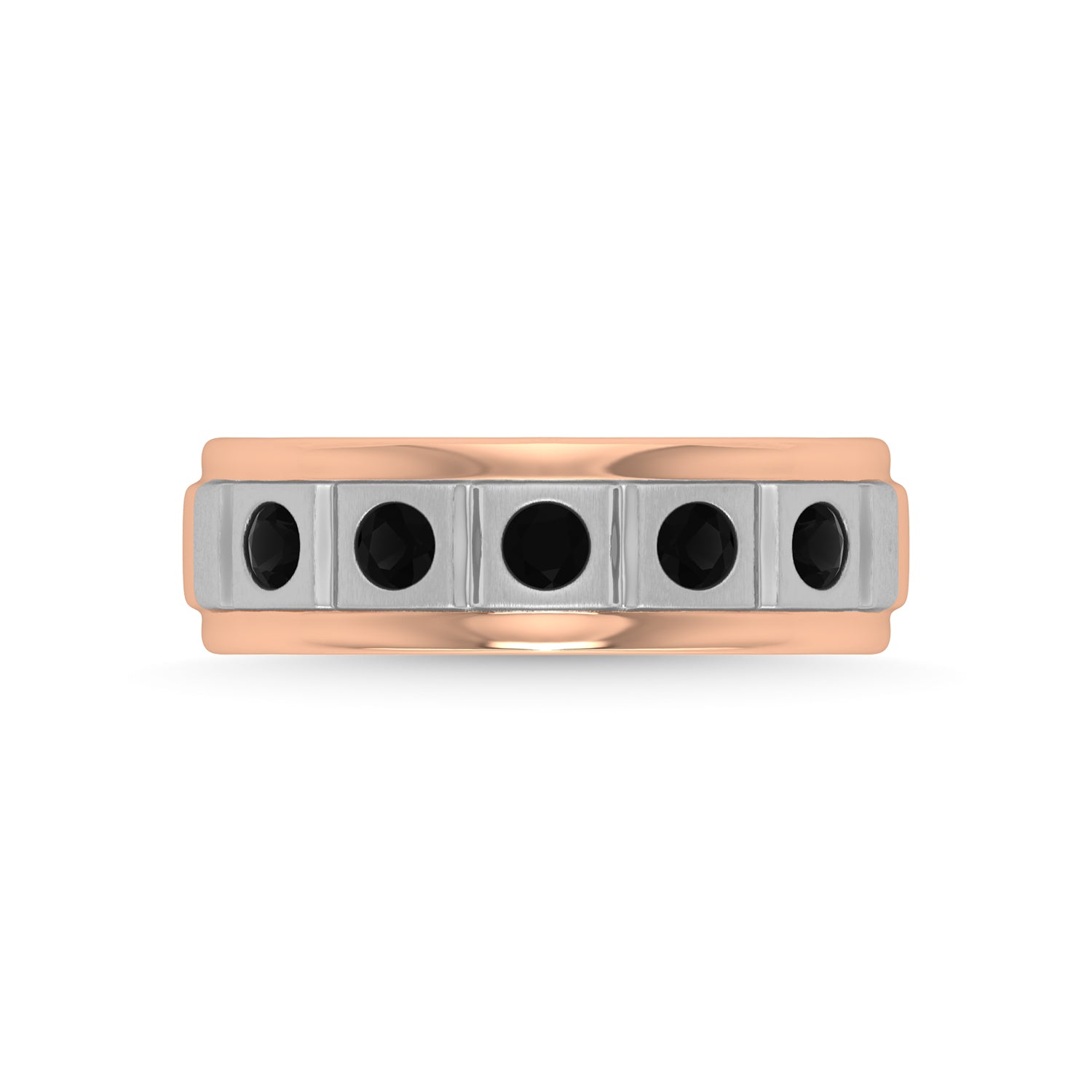 14K Rose Gold Diamond 1/2 Ct.Tw. With White Rhodium Facet Mens Machine Band
