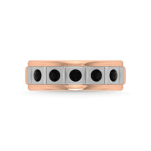 14K Rose Gold Diamond 1/2 Ct.Tw. With White Rhodium Facet Mens Machine Band