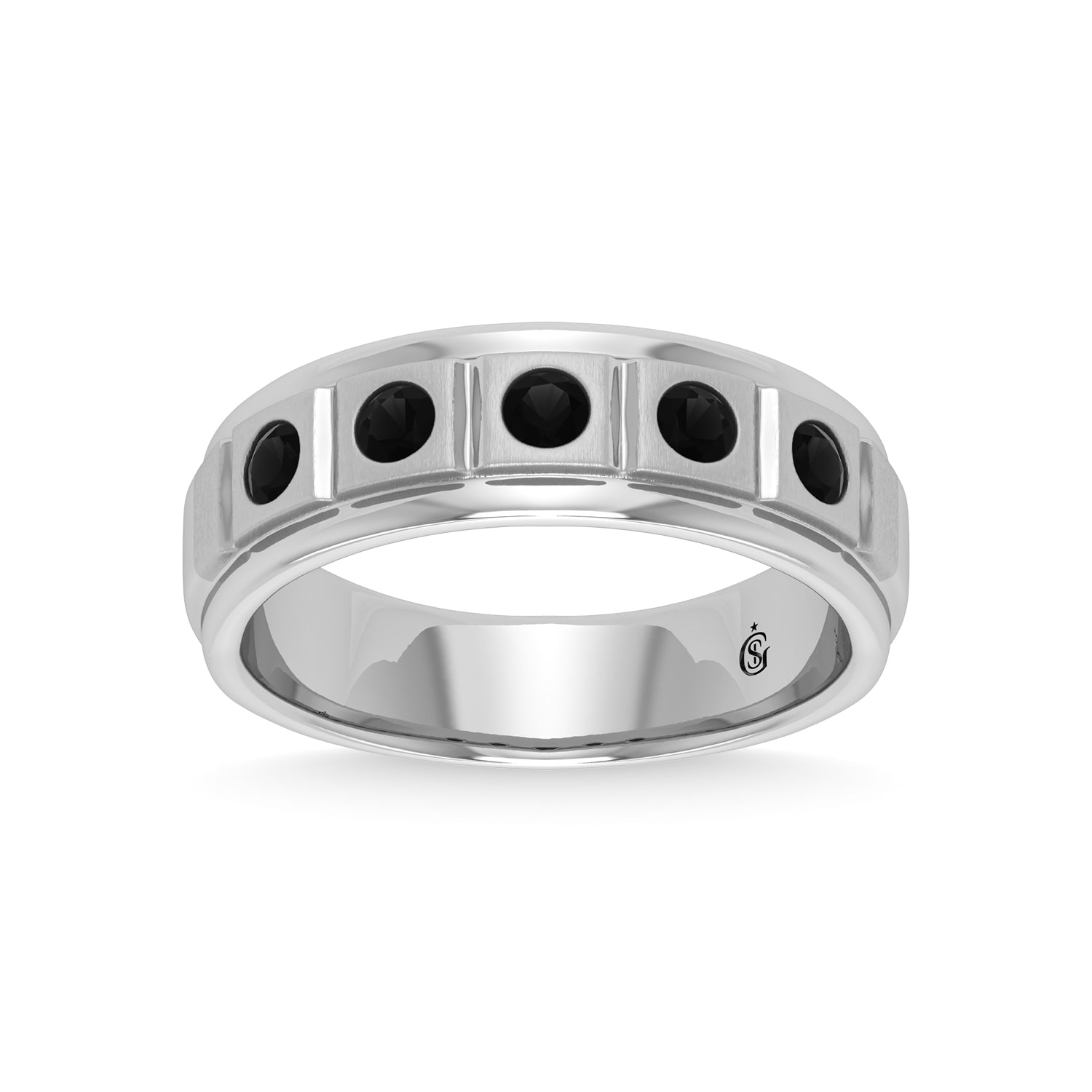 14K White Gold Diamond 1/2 Ct.Tw. Mens Machine Band