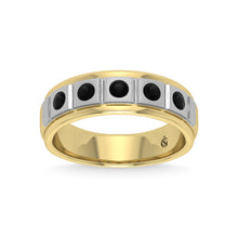 14K Yellow Gold Diamond 1/2 Ct.Tw. With White Rhodium Facet Mens Machine Band