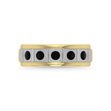 14K Yellow Gold Diamond 1/2 Ct.Tw. With White Rhodium Facet Mens Machine Band