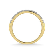 14K Yellow Gold Diamond 1/2 Ct.Tw. With White Rhodium Facet Mens Machine Band