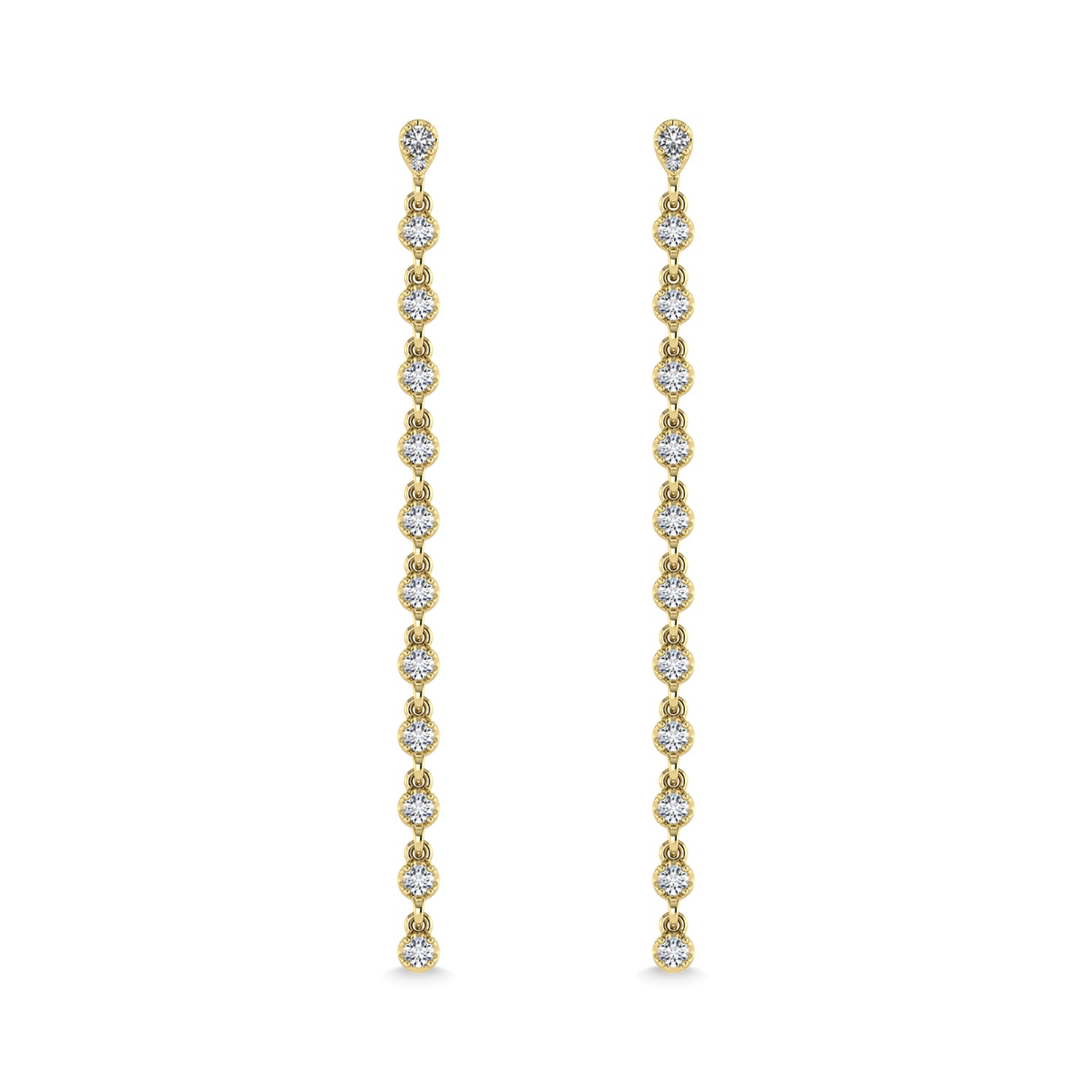 14K Yellow Gold Diamond 3/4 Ct.Tw. Dangle Earrings - thediamondsq
