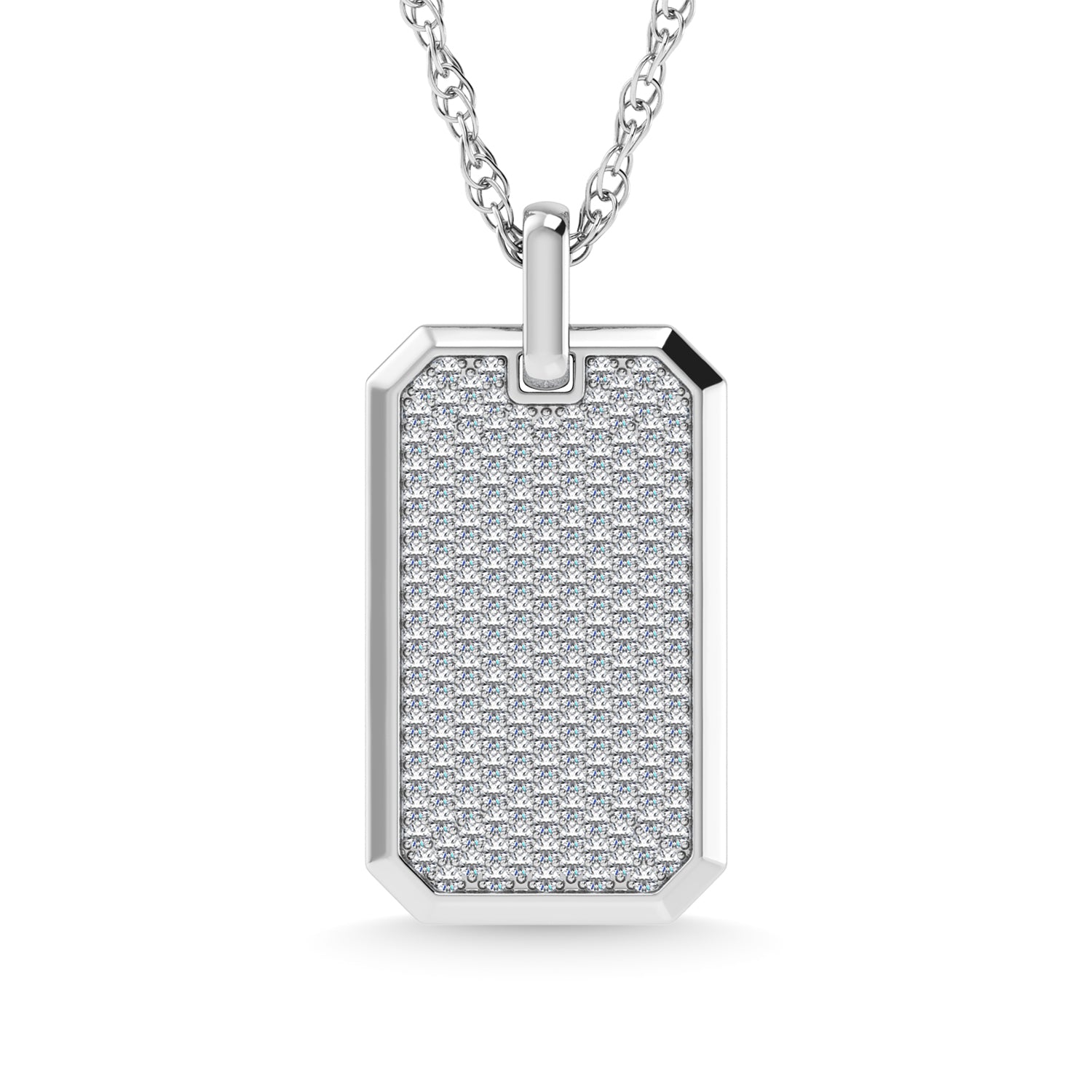14K White Gold Diamond 7/8 Ct.Tw. Dog Tag Pendant