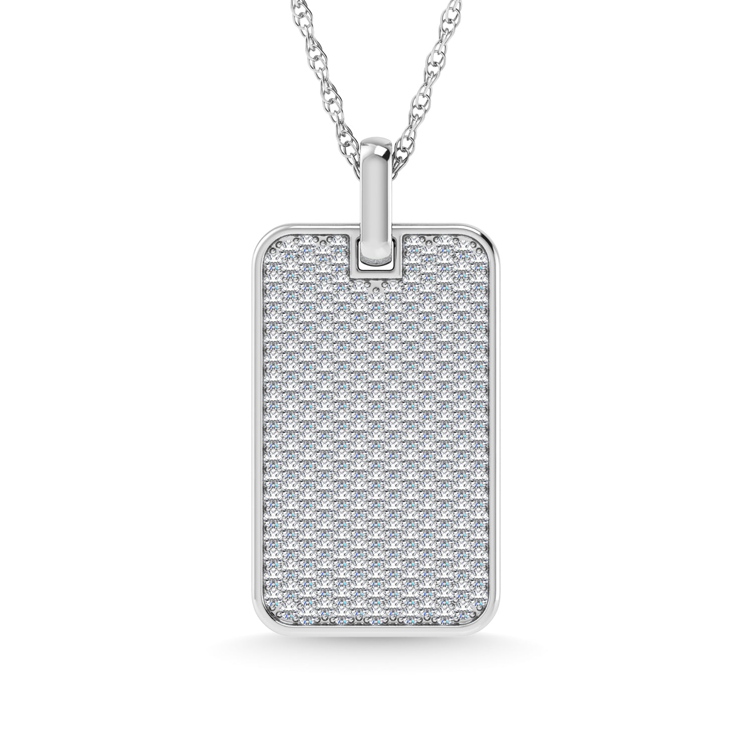 14K White Gold Diamond 1 Ct.Tw. Dog Tag Pendant