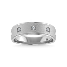 14K White Gold Diamond 1/8 Ct.Tw. Mens Machine Band