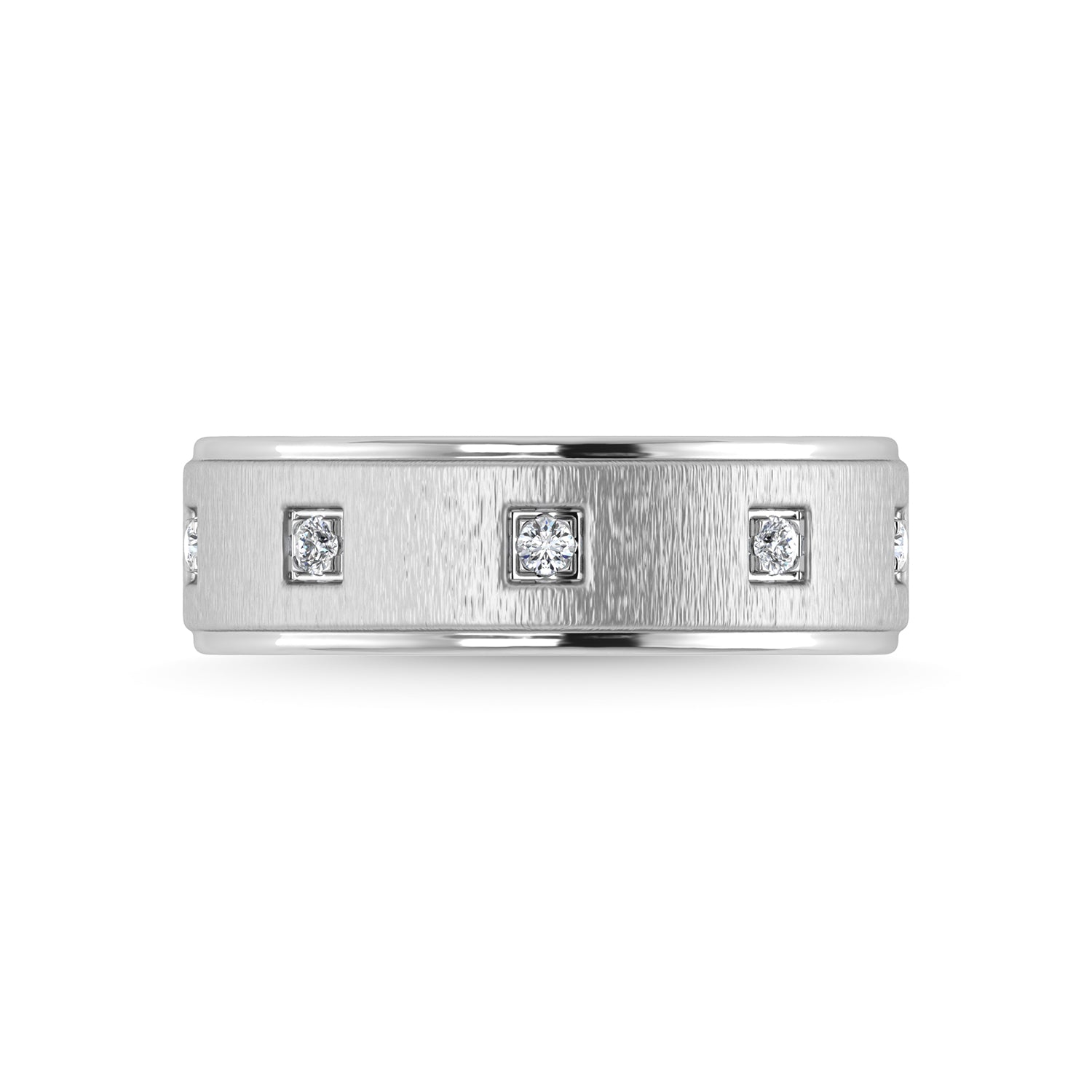 14K White Gold Diamond 1/8 Ct.Tw. Mens Machine Band