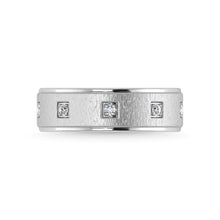 14K White Gold Diamond 1/8 Ct.Tw. Mens Machine Band