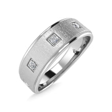 14K White Gold Diamond 1/8 Ct.Tw. Mens Machine Band