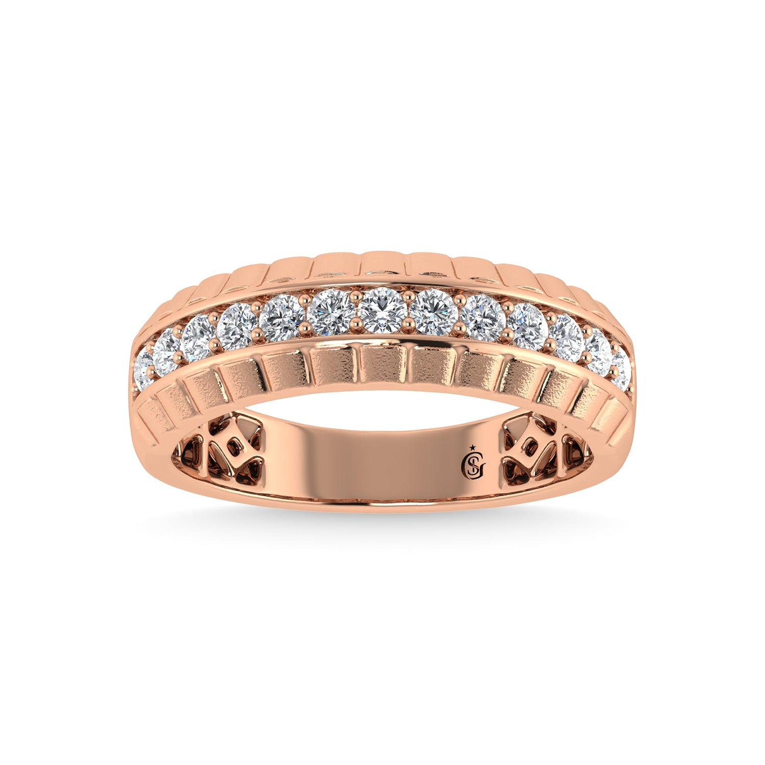 14K Rose Gold Diamond 1/2 Ct.Tw. Mens Band