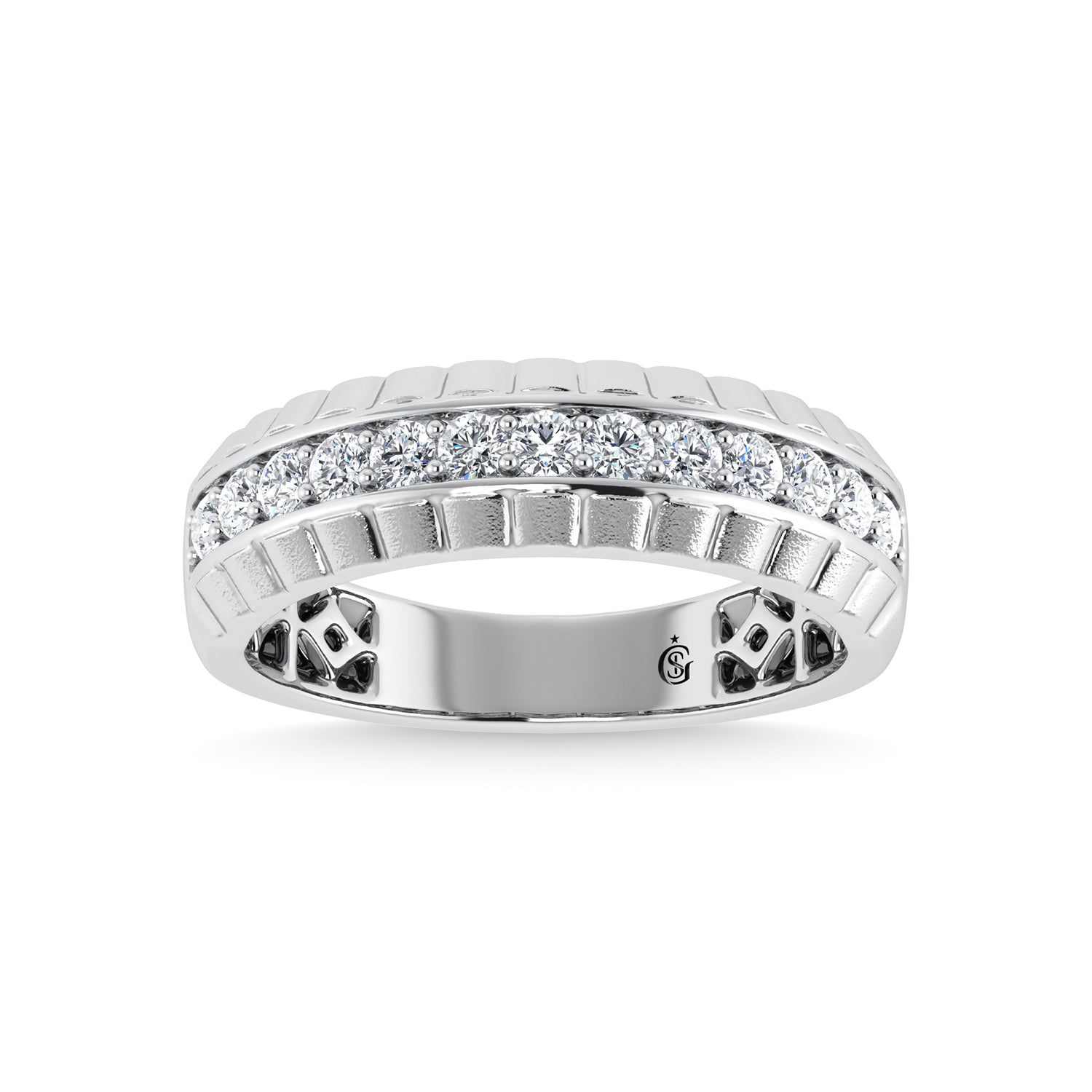 14K White Gold Diamond 1/2 Ct.Tw. Mens Band