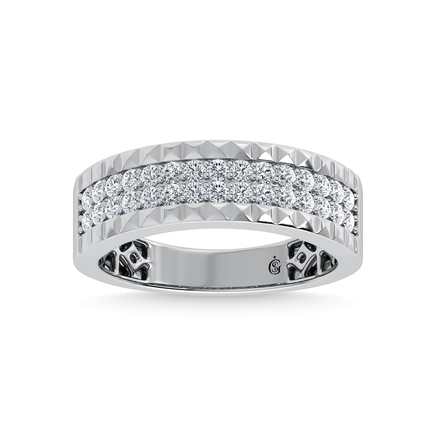 14K White Gold Diamond 1/2 Ct.Tw. Mens Band