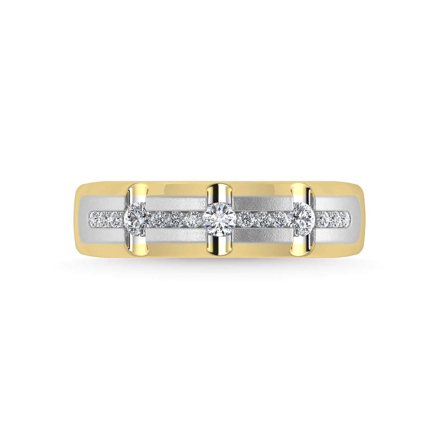 14K Two tone Diamond 1/3 Ct.Tw. Mens Fusion Band
