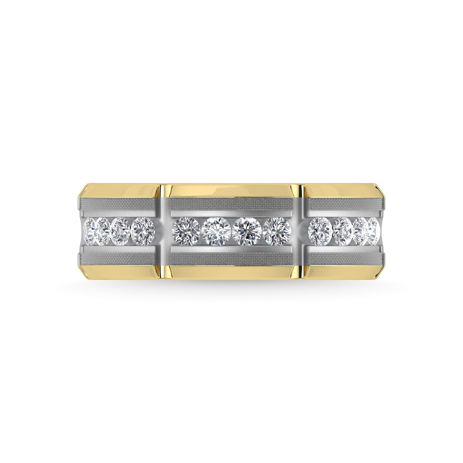 14K Rose Gold Diamond 1/2 Ct.Tw. Mens Machine Band
