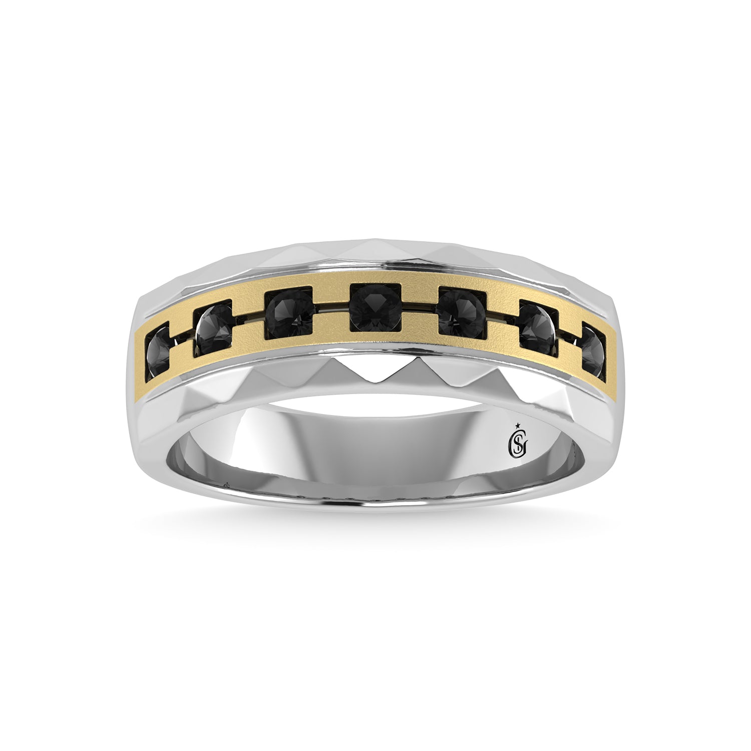 14K White Gold Diamond 1/2 Ct.Tw. Mens Machine Band