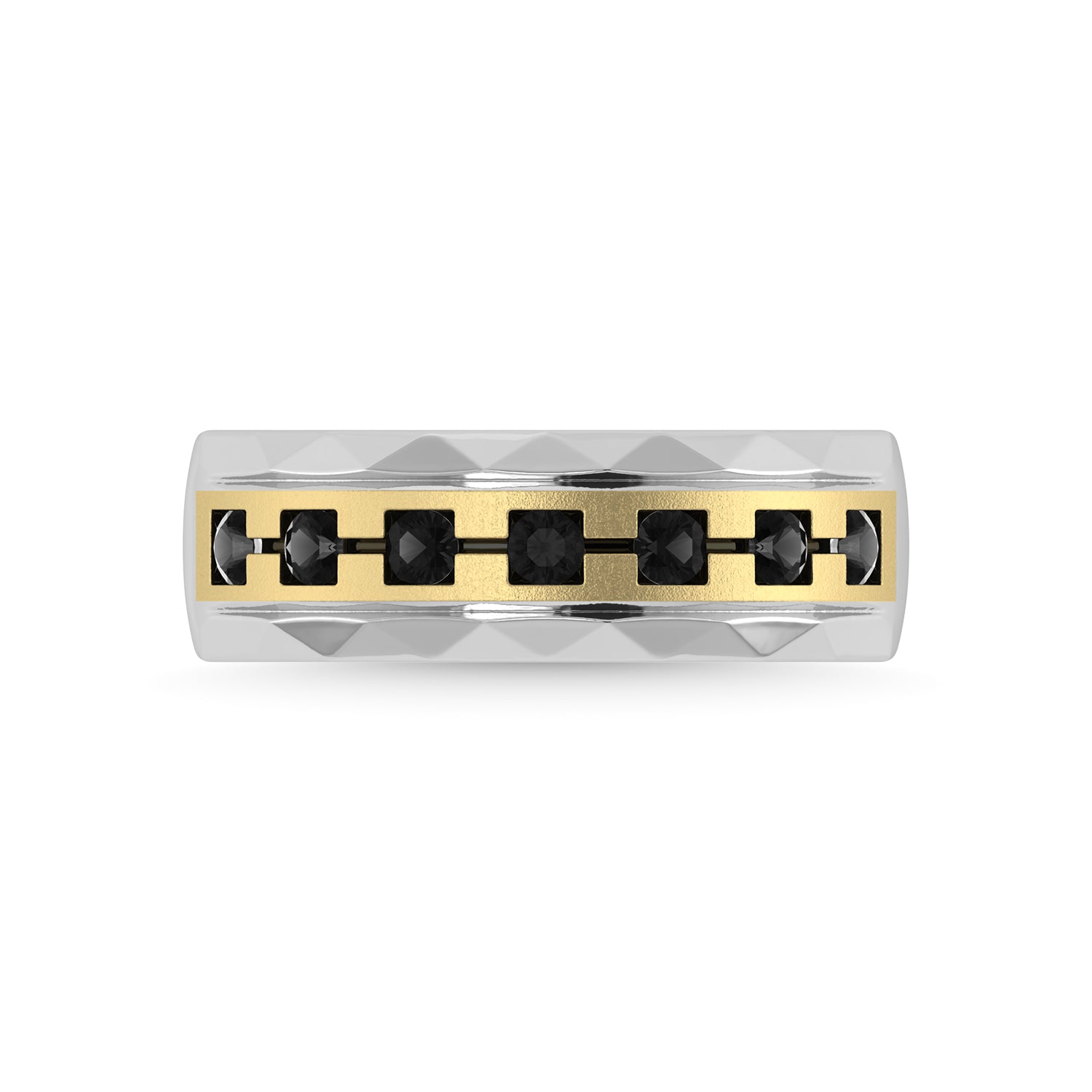 14K White Gold Diamond 1/2 Ct.Tw. Mens Machine Band