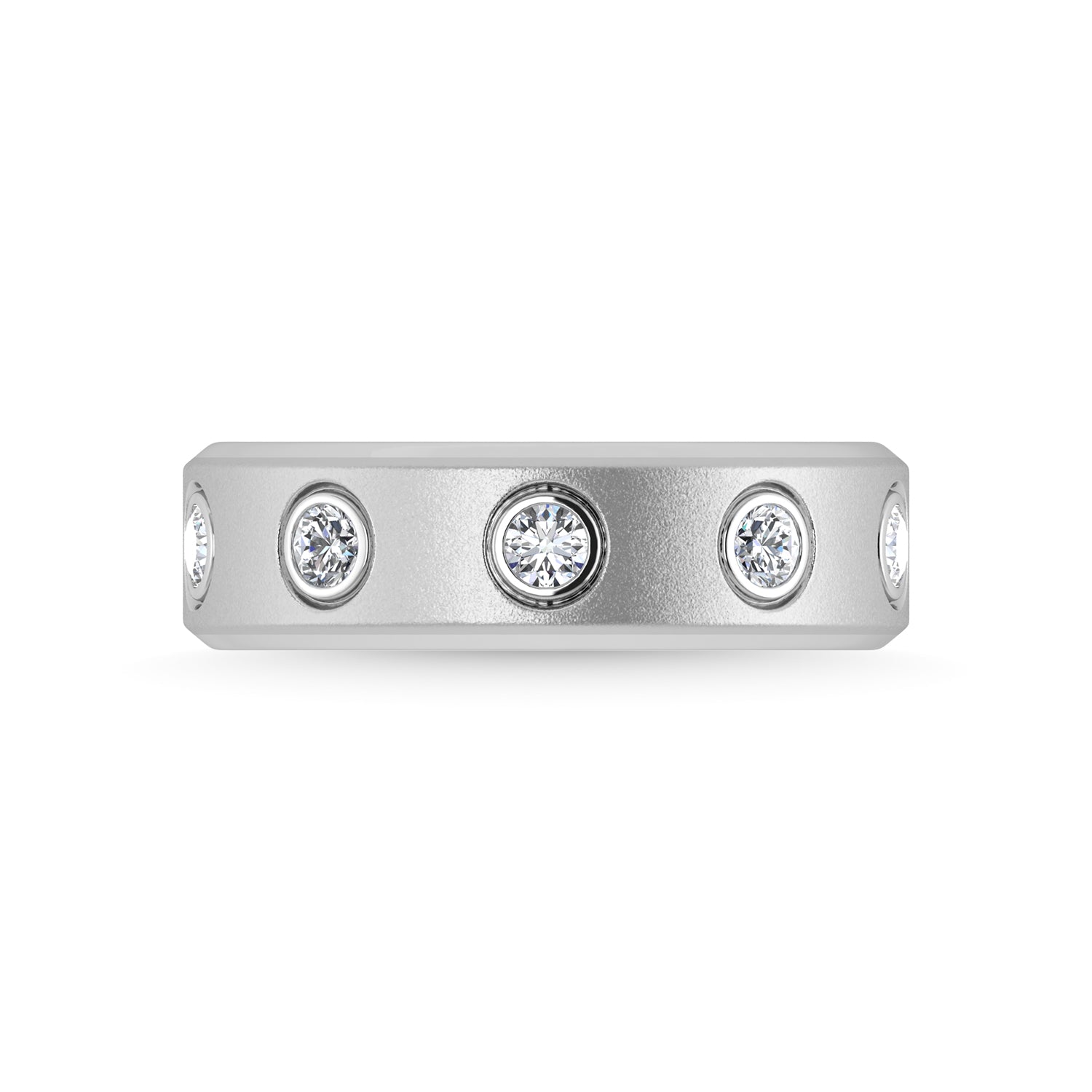 14K White Gold Diamond 3/8 Ct.Tw. Mens Machine Band