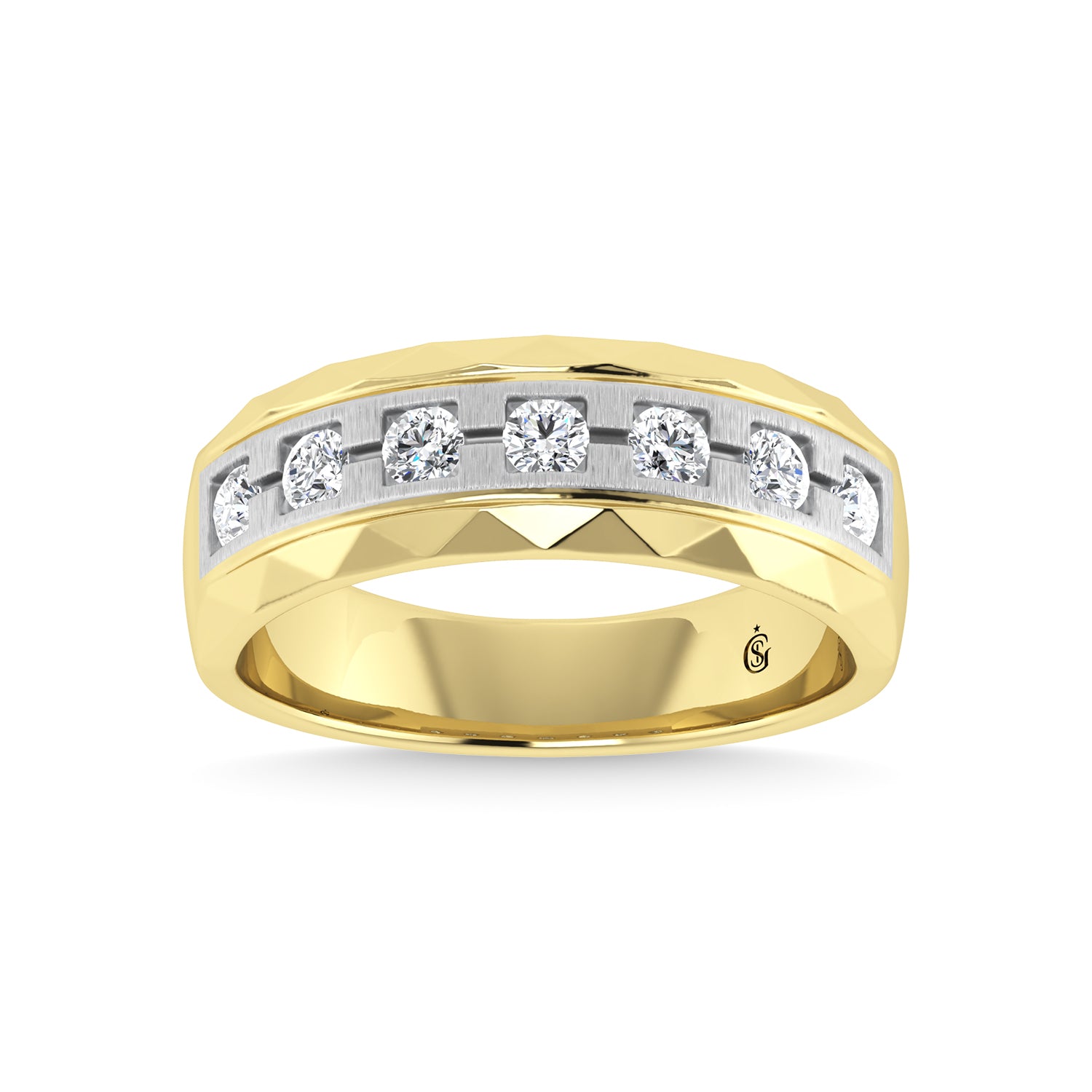 14K Two Tone Diamond 1/2 Ct.Tw. Mens Machine Fusion Band