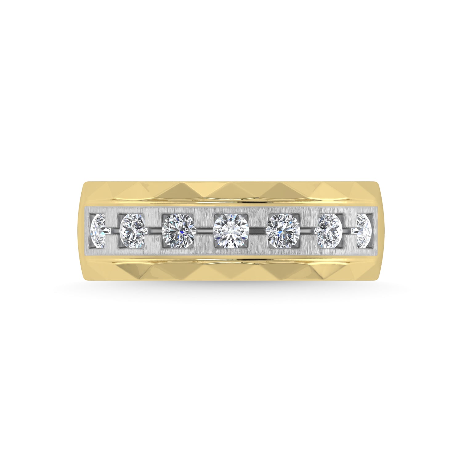 14K Two Tone Diamond 1/2 Ct.Tw. Mens Machine Fusion Band