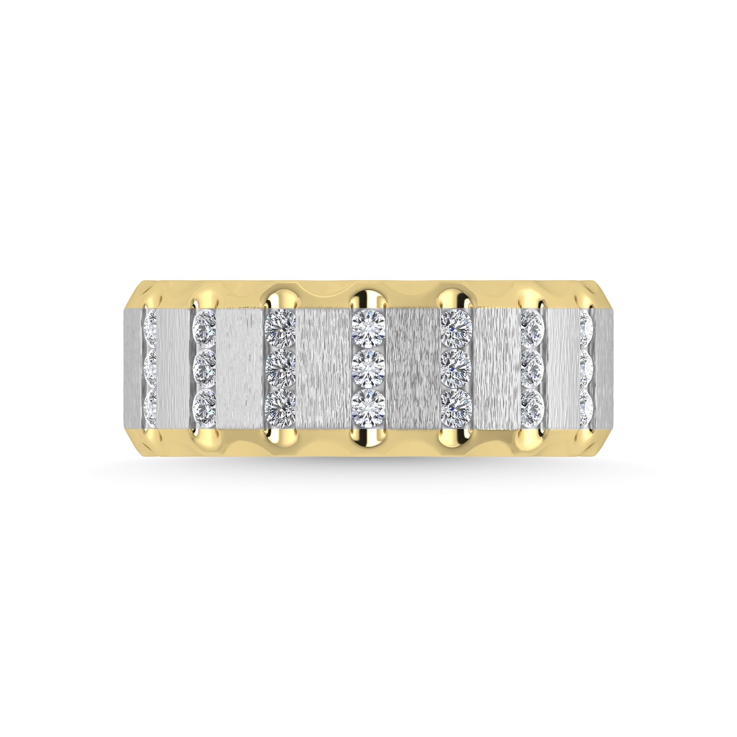 14K Two Tone Diamond 1/2 Ct.Tw. Mens Machine Fusion Band