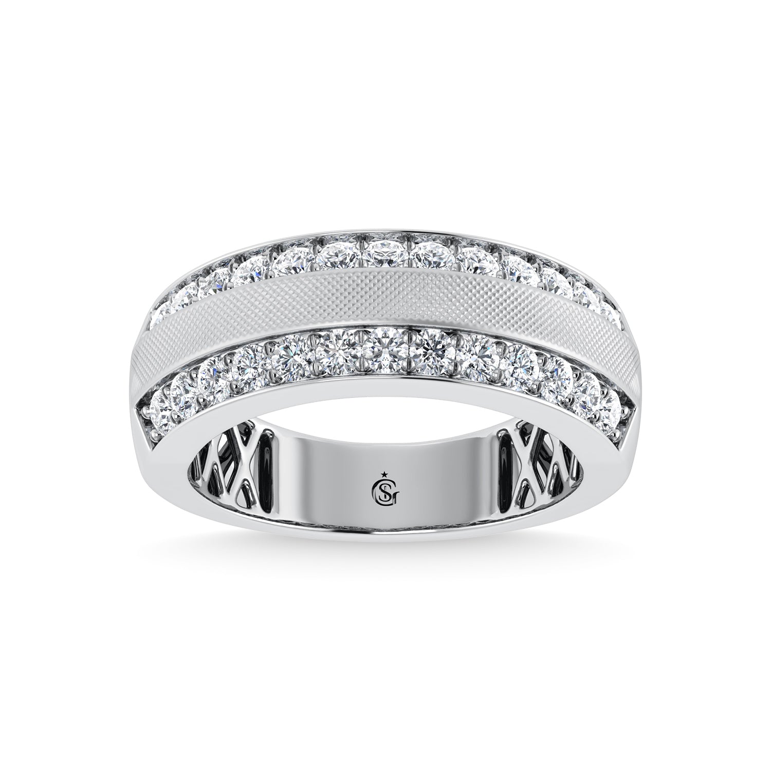 14K White Gold Diamond 1 Ct.Tw. Mens Ring